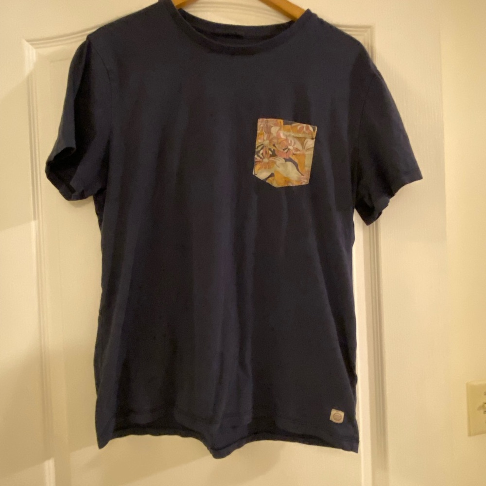 Marine Layer Navy Tee with Patterned Accent
